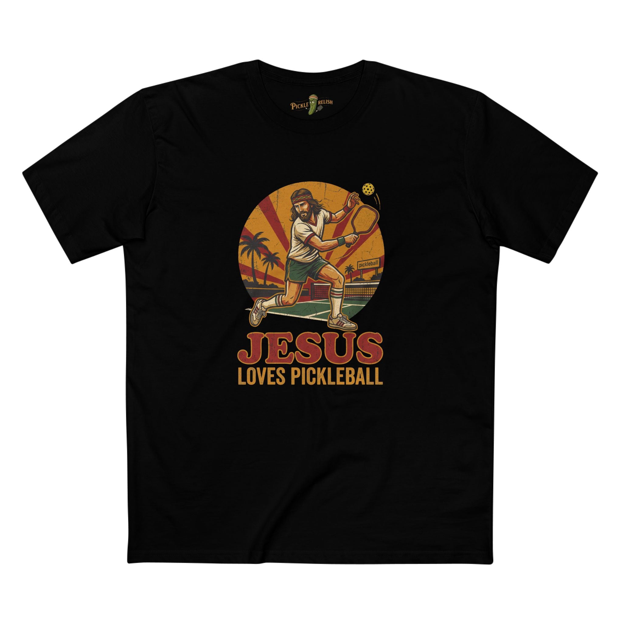 Jesus Loves Pickleball Mens T-Shirt