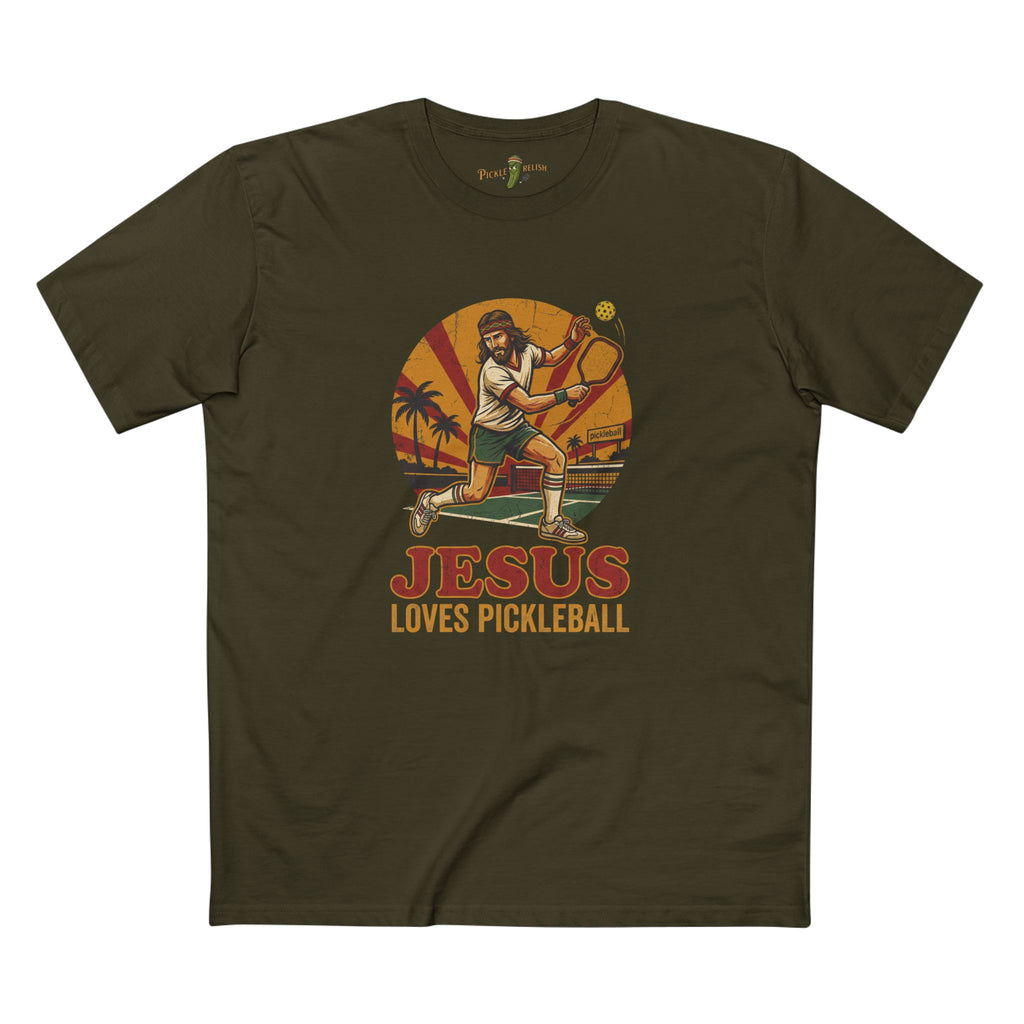 Jesus Loves Pickleball Mens T-Shirt