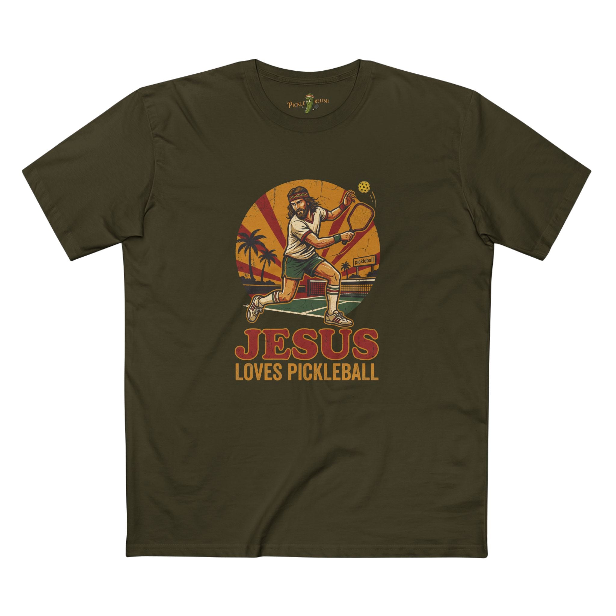 Jesus Loves Pickleball Mens T-Shirt