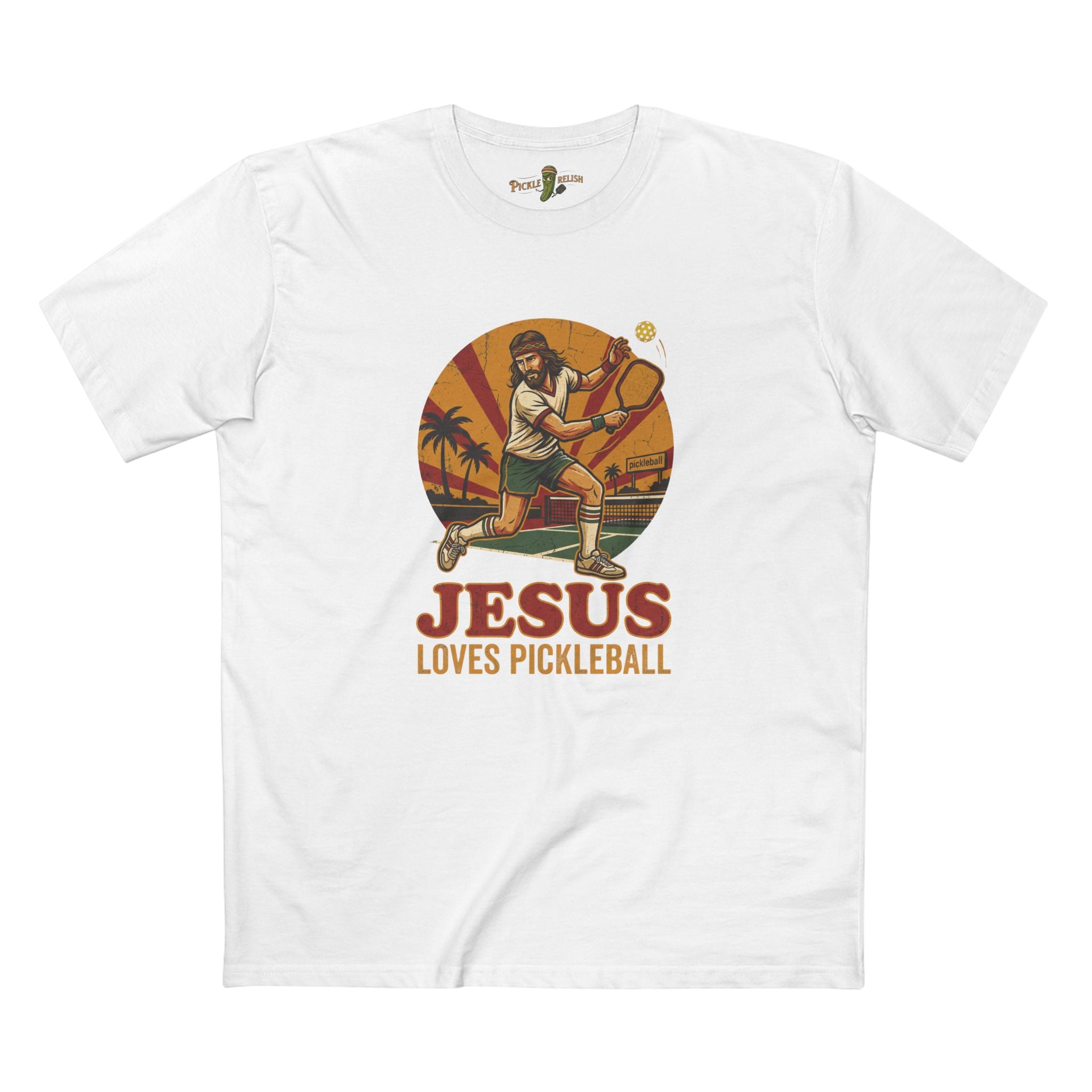 Jesus Loves Pickleball Mens T-Shirt