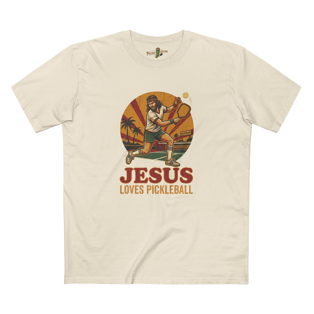 Jesus Loves Pickleball Mens T-Shirt