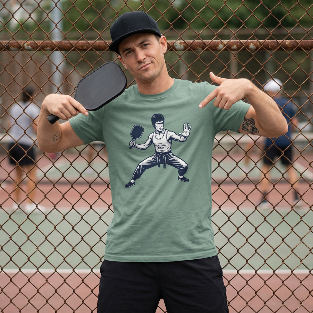 Bruce Lee Pickleball Ninja Mens T-Shirt