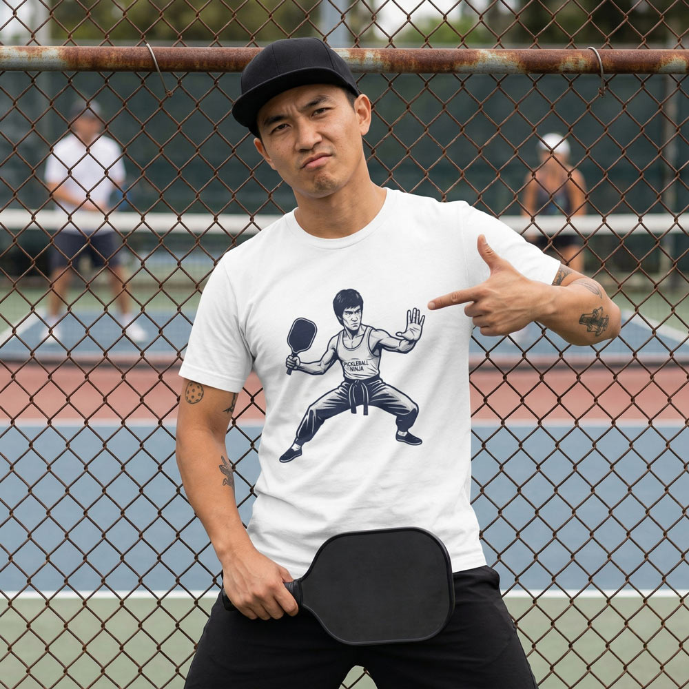 Bruce Lee Pickleball Ninja Mens T-Shirt