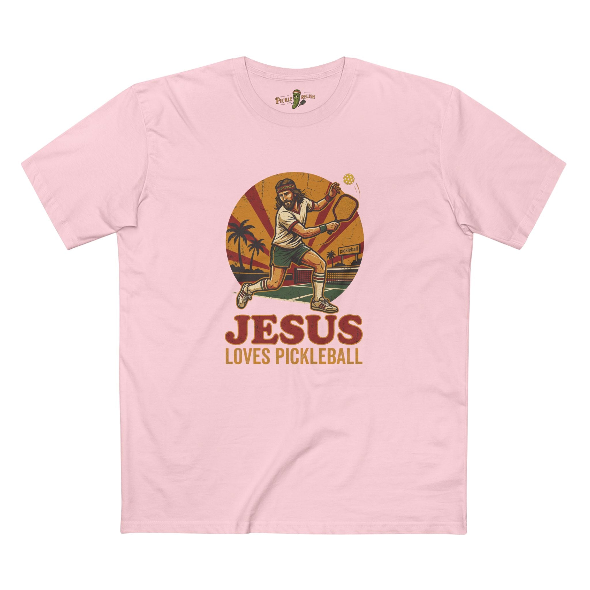 Jesus Loves Pickleball Mens T-Shirt