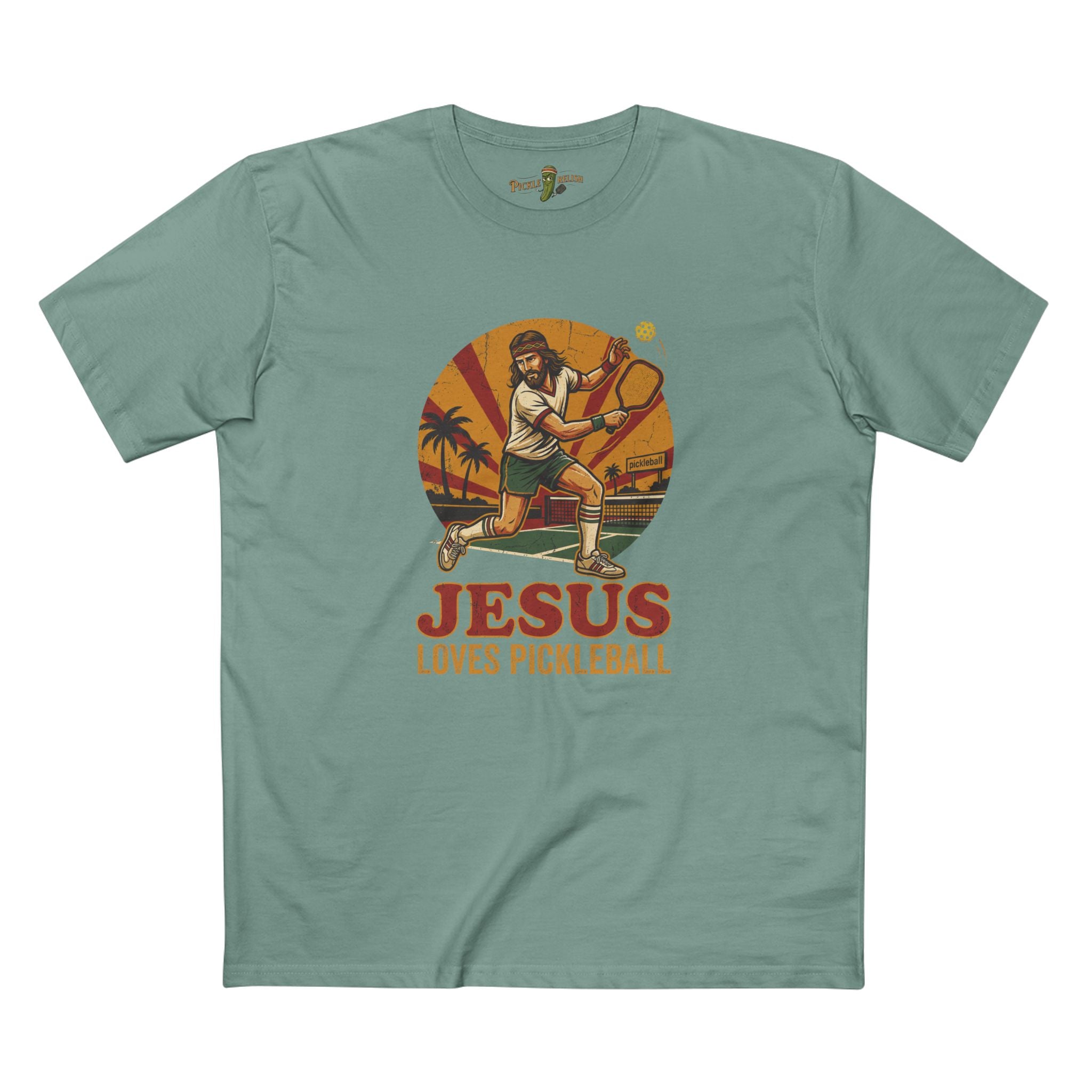 Jesus Loves Pickleball Mens T-Shirt